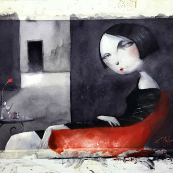 Pintura titulada "sillo-n-rojo.jpg" por Cesar Ayllón, Obra de arte original