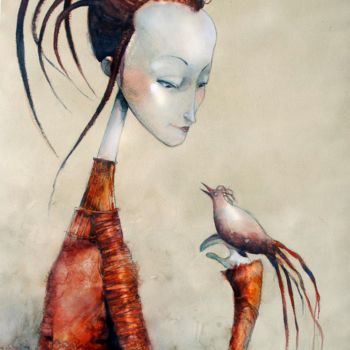 Pintura titulada "domadora de aves" por Cesar Ayllón, Obra de arte original