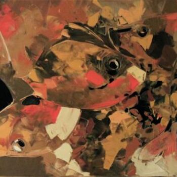 Schilderij getiteld "6 piccoli pesci" door Cesare Maestrelli, Origineel Kunstwerk, Olie