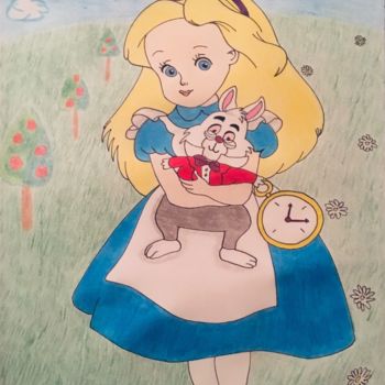 Rysunek zatytułowany „Alice” autorstwa Celestino Alertse, Oryginalna praca, Ołówek