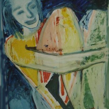 Peinture intitulée "Jeune fille assise" par Charley Supper-Bertho, Œuvre d'art originale