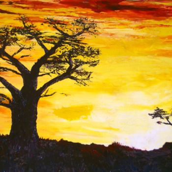 Painting titled "Baobabs africains" by Dominique Taillandier, Original Artwork, Oil
