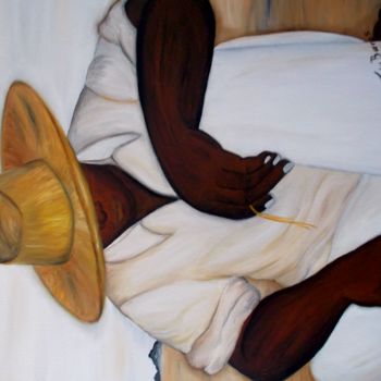Schilderij getiteld "Hombre negro de rop…" door Céu Barros, Origineel Kunstwerk, Olie