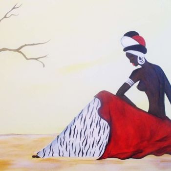 Pintura titulada "Africana 2" por Céu Barros, Obra de arte original