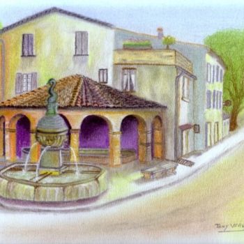 Painting titled "Fontaine Lavoir à M…" by Tony Verly, Original Artwork