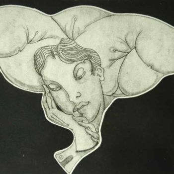 Gravures & estampes intitulée "drôles de nuages" par Jean-Pierre Ceytaire, Œuvre d'art originale, Gravure