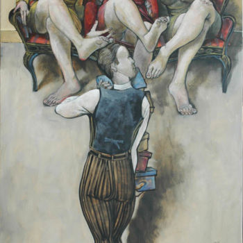 Schilderij getiteld "chausseur-sachant-c…" door Jean-Pierre Ceytaire, Origineel Kunstwerk, Olie
