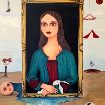 Painting titled "Lisa" by Cezed, Original Artwork, Acrylic Mounted on Other rigid panel