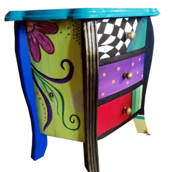 Design intitulée "Mini meuble peint à…" par Cezed, Œuvre d'art originale, Acrylique