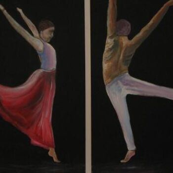 Pittura intitolato "Dançarinos" da C Ferreira, Opera d'arte originale