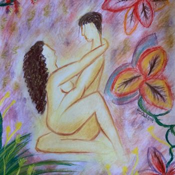Drawing titled "Jungle Luxuriante" by Céline Ferrière, Original Artwork, Pastel