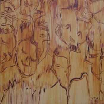 Painting titled "Faces" by C F Vay, Original Artwork, Oil