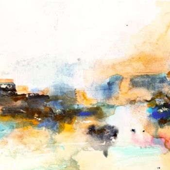 Painting titled "" Ville ou mirage?"" by C.F.X, Original Artwork, Watercolor
