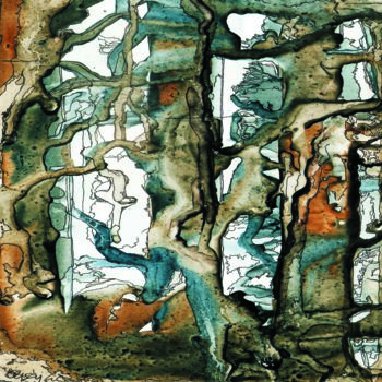 Rysunek zatytułowany „A travers bois” autorstwa Catherine Gajac, Oryginalna praca, Atrament