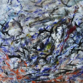 Schilderij getiteld "Abstraction 01-24" door Claude Gascon, Origineel Kunstwerk, Acryl Gemonteerd op Houten paneel