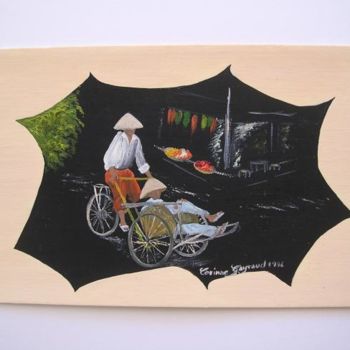 Картина под названием "CYCLO-POUSSE VIET-N…" - Corinne Gayraud, Подлинное произведение искусства, Масло