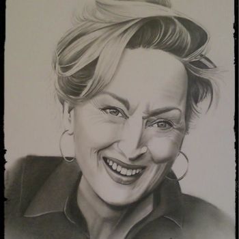 Drawing titled "Meryl Streep" by C.G Dessins, Original Artwork, Graphite