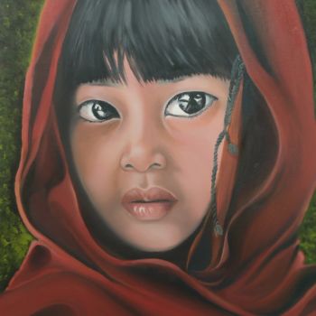 Ζωγραφική με τίτλο "China. Serie RAZAS" από María Rosario Aladro Loza, Αυθεντικά έργα τέχνης, Λάδι Τοποθετήθηκε στο Ξύλινο π…