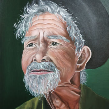 Painting titled "Bohemio" by María Rosario Aladro Loza, Original Artwork, Oil Mounted on Wood Panel