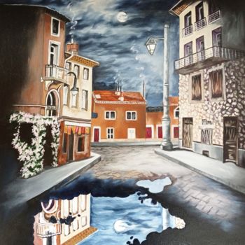 Картина под названием "Montmartre" - María Rosario Aladro Loza, Подлинное произведение искусства, Масло Установлен на Деревя…