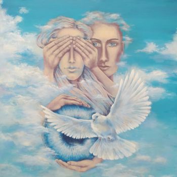 绘画 标题为“Guardians of the sky” 由Zhenya Chetverugina (Zhenya Che), 原创艺术品, 丙烯
