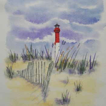 Peinture intitulée "Un phare dans les d…" par Christel Bous Legent, Œuvre d'art originale, Aquarelle