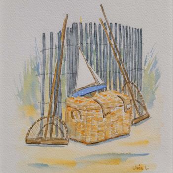 「Après-midi à la mer」というタイトルの絵画 Christel Bous Legentによって, オリジナルのアートワーク, 水彩画