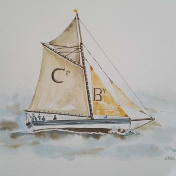 Painting titled "Le vieux gréement" by Christel Bous Legent, Original Artwork, Watercolor