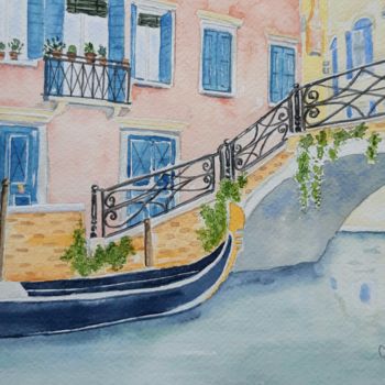 Pintura titulada "Venise" por Christel Bous Legent, Obra de arte original, Acuarela
