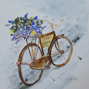 Peinture intitulée "Le vieux vélo" par Christel Bous Legent, Œuvre d'art originale, Aquarelle