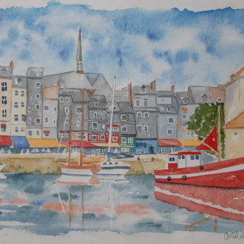 Peinture intitulée "Le vieux bassin à H…" par Christel Bous Legent, Œuvre d'art originale, Aquarelle