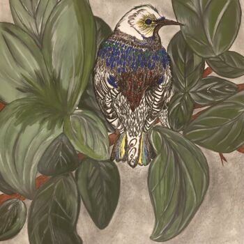 Peinture intitulée "Un oiseau là" par Cha.Albrt, Œuvre d'art originale, Crayon