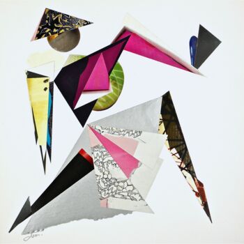Collagen mit dem Titel "TOP-RESILLE" von Cha, Original-Kunstwerk, Scherenschnitt