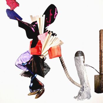 Collagen mit dem Titel "BLACK-OUT" von Cha, Original-Kunstwerk, Scherenschnitt