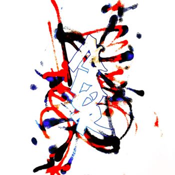 Peinture intitulée "A M O R Azul y Rojo" par Chachagrafitero, Œuvre d'art originale, Acrylique