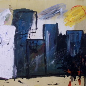 Schilderij getiteld "le quartier" door Chachapeala, Origineel Kunstwerk, Acryl