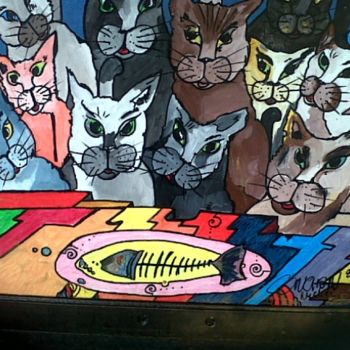 Painting titled "CLUB DES CHATCHATS" by Chachat, Original Artwork, Oil