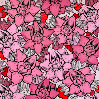 "A Dozen Pink Ones" başlıklı Tablo Chad Carothers (Chad Cantcolor) tarafından, Orijinal sanat, Akrilik Ahşap Sedye çerçevesi…