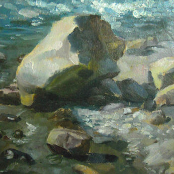 Картина под названием "Горная река" - Анна Чаговец, Подлинное произведение искусства, Масло