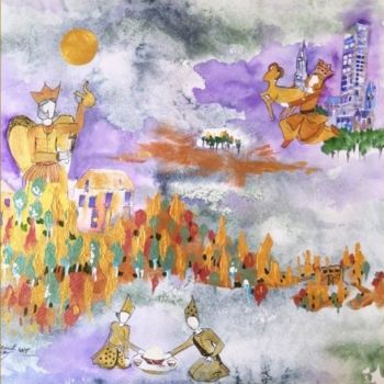 Painting titled "Les femmes et la vi…" by Chakameh Chitsaz, Original Artwork, Watercolor