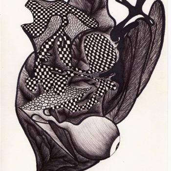 Drawing titled "flor de sapo" by Chako Ojo, Original Artwork, Ballpoint pen