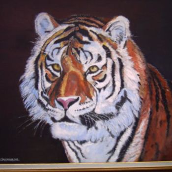 Картина под названием "Tigre dans la nuit" - Françoise Chambron, Подлинное произведение искусства