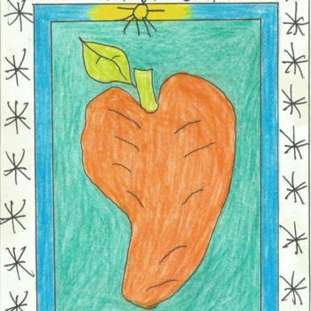 Dessin intitulée "Une mangue sacrifié…" par Frédéric Bruly Bouabré, Œuvre d'art originale