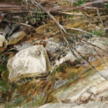 Peinture intitulée "Ruisseau près de l'…" par C H A M P, Œuvre d'art originale