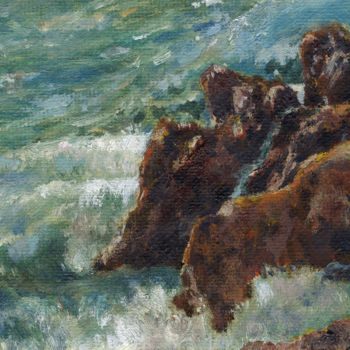Peinture intitulée "Rochers à Nice" par C H A M P, Œuvre d'art originale, Huile