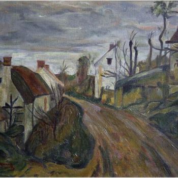 「Rue du village d'Au…」というタイトルの絵画 Michel Championによって, オリジナルのアートワーク, オイル