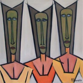 Painting titled "Les trois grâces -…" by Michel Champion, Original Artwork, Oil