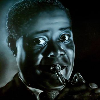 Painting titled "Jazz Louis Armstrong" by Johan De Champs, Original Artwork, Airbrush