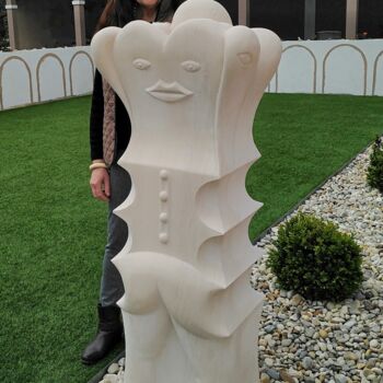 Sculpture titled "Mutation, face arri…" by Chan Mengal, Original Artwork, Stone