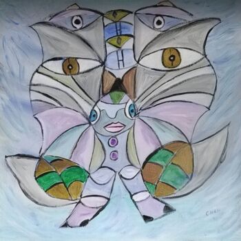 Painting titled "Mystérieux papillon" by Chan Mengal, Original Artwork, Acrylic Mounted on artwork_cat.